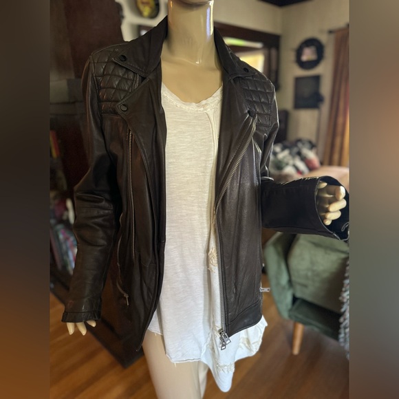 ALL SAINTS Mens Quilted Leather Jacket - Picture 6 of 6
